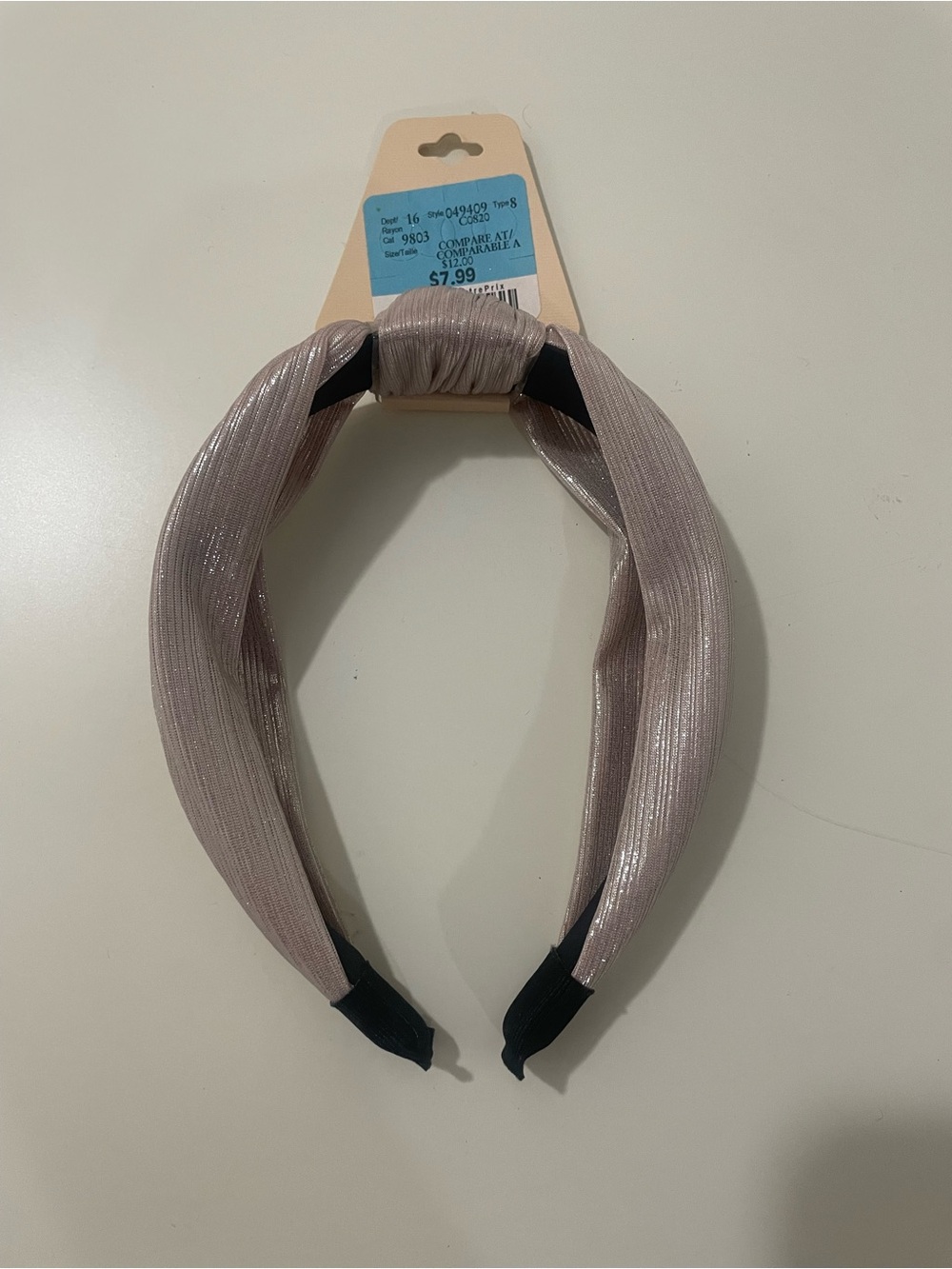 NWT Shimmery Light Mauve Knotted Headband